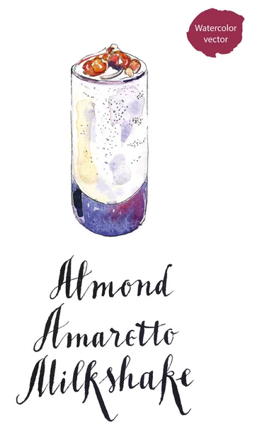 Verre de milkshake Amaretto amande — Image vectorielle