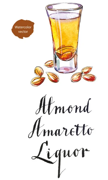 Weinglas mit Mandellikör Amaretto — Stockvektor