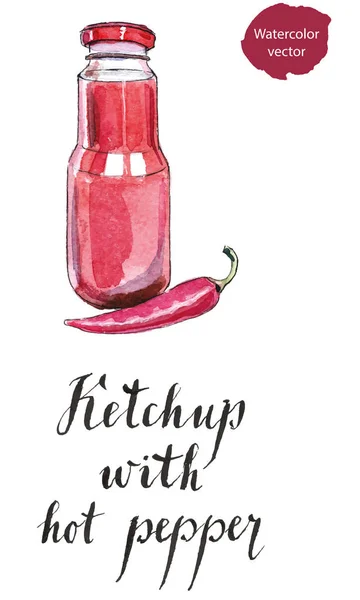 Flasche Ketchup mit scharfem Pfeffer — Stockvektor