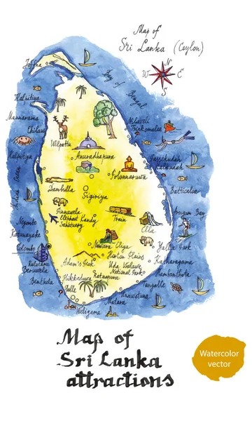 Carte des attractions de Sri Lanka — Image vectorielle