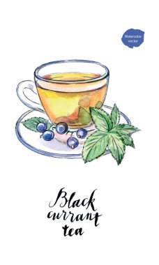Sulu boya cam fincan Siyah frenk üzümü çay