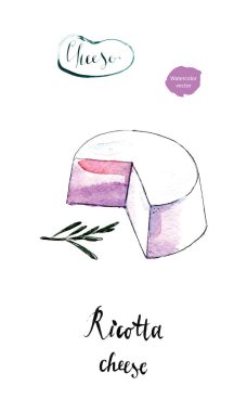 Dal biberiye suluboya ile taze İtalyan ricotta peyniri