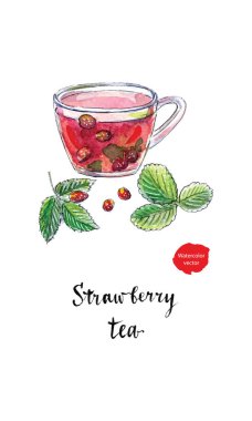 Yaz meyve çayı ile inç g cam fincan taze Yaban çilekleri