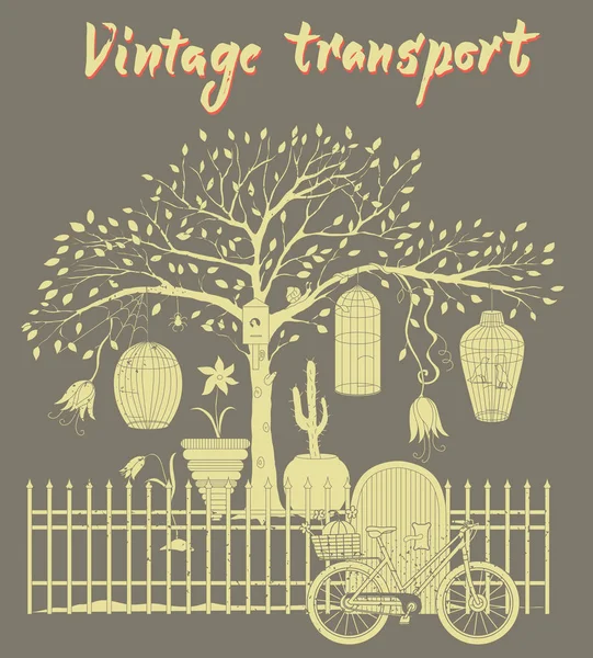 Transporte vintage, ilustración vectorial, dibujado a mano — Vector de stock