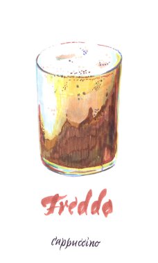 Illustration of cup of Freddo cappuccino clipart