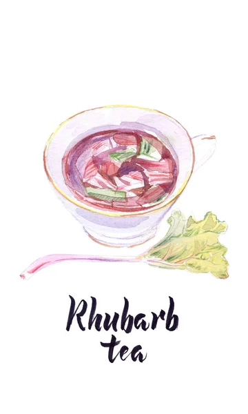 Ilustração de xícara de chá de ruibarbo — Fotografia de Stock