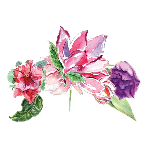 Aquarell Strauß aus verschiedenen Blumen — Stockvektor