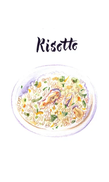 Illustrazione di piatto di cucina italiana, risotto — Foto Stock