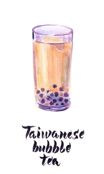 Illustration von Glas taiwanesischem Bubble Tea — Stockfoto