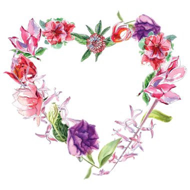 Farklı çiçeklerden suluboya çelenk