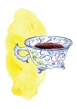 Fas kahvesinin suluboya çizimi, vektör illüstrasyonu