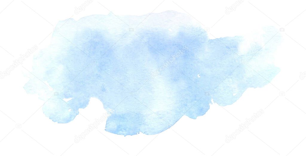 Hand drawn blue watercolor ellipse background, textured light blue prin