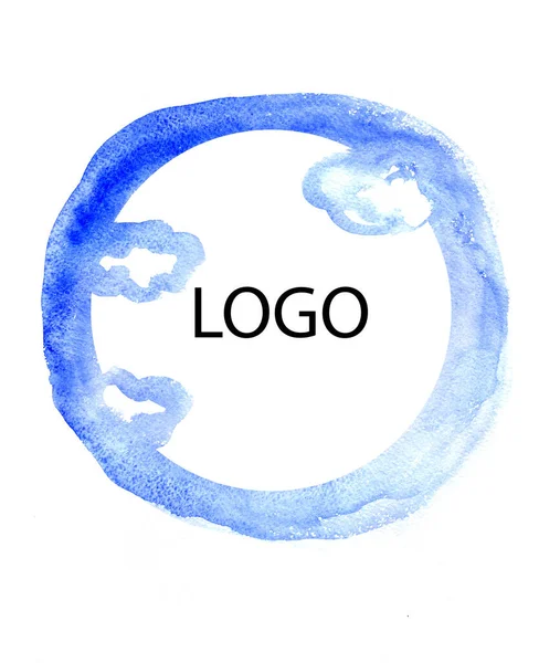 Círculo Azul Para Logotipo Ilustração Aquarela — Fotografia de Stock