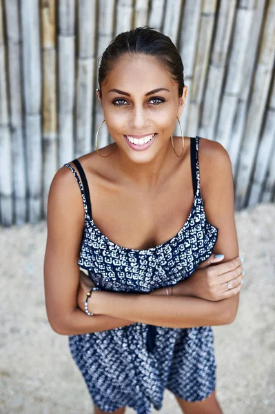 Beautiful mixed race cute woman portrait outdoor — Stock Photo, Image