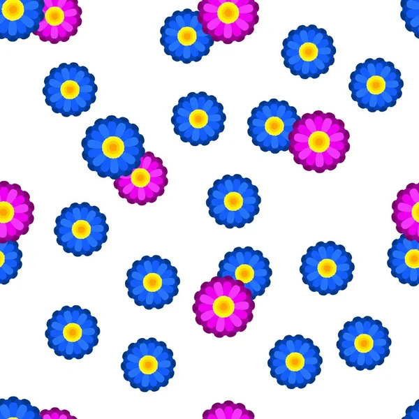 Beyaz bir arka planda seamless modeli bordo ve mavi çiçekler