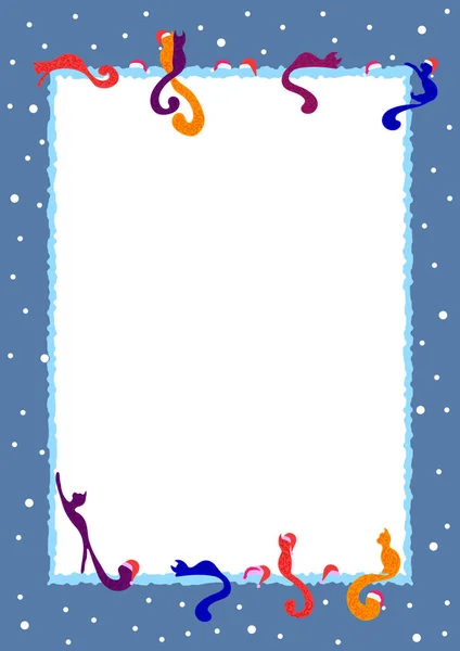 kırmızı şapka, Noel, yeni yıl, kartpostal, vektör içinde cats