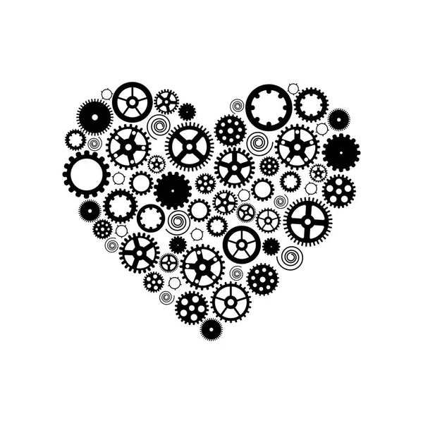 Vites oluşan kalp. Beyaz bir arka plan üzerine siyah. Vektör çizim
