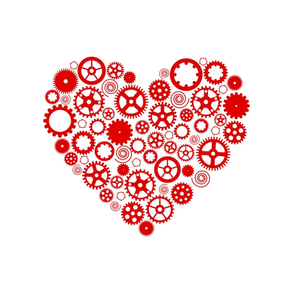 Vites oluşan kalp. Beyaz zemin üzerine kırmızı. Vektör çizim