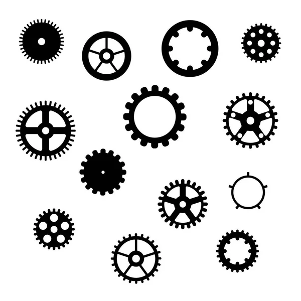 İzole, beyaz bir arka planda, vektör çizim siyah dişli seti