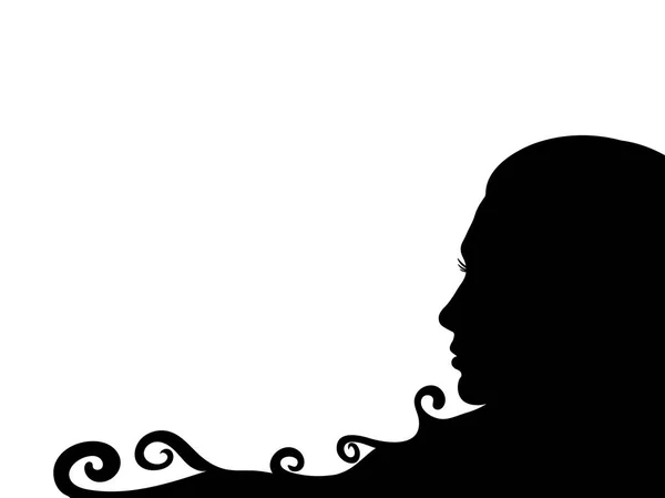 Silhouette Girl White Background Black White Vector Illustration — Stock Vector