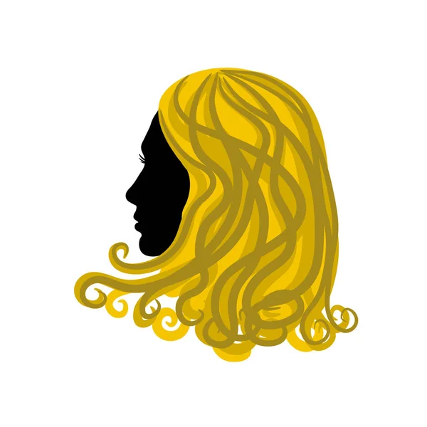 Silhouette Fille Aux Cheveux Dorés Sur Fond Blanc Illustration Vectorielle — Image vectorielle