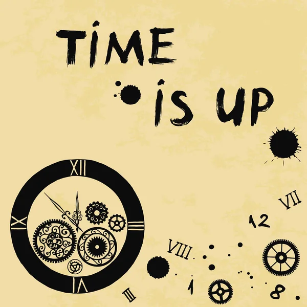 Saatler zaman yazıt ile Victoria tarzı içinde kalmış eski kağıt arka, elle çizilmiş. Vektör çizim