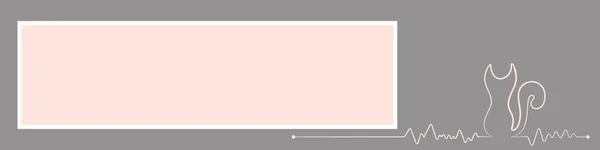 Bir kedi bir silüeti şeklinde kardiyogram ile banner. Vektör çizim