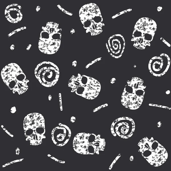 Kusursuz desen. Kafatasları arka planda. Vektör illüstrasyonu