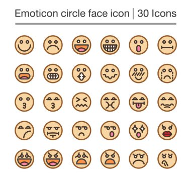 ifade daire yüz Icon set