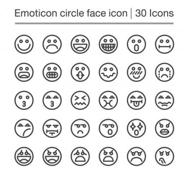 ifade daire yüz hattı Icon set