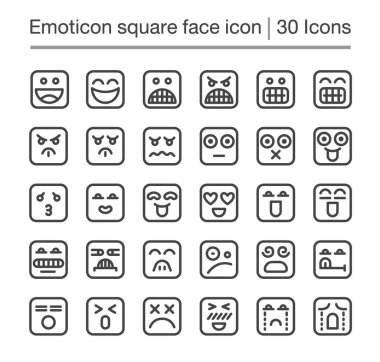 ifade kare yüz hattı Icon set