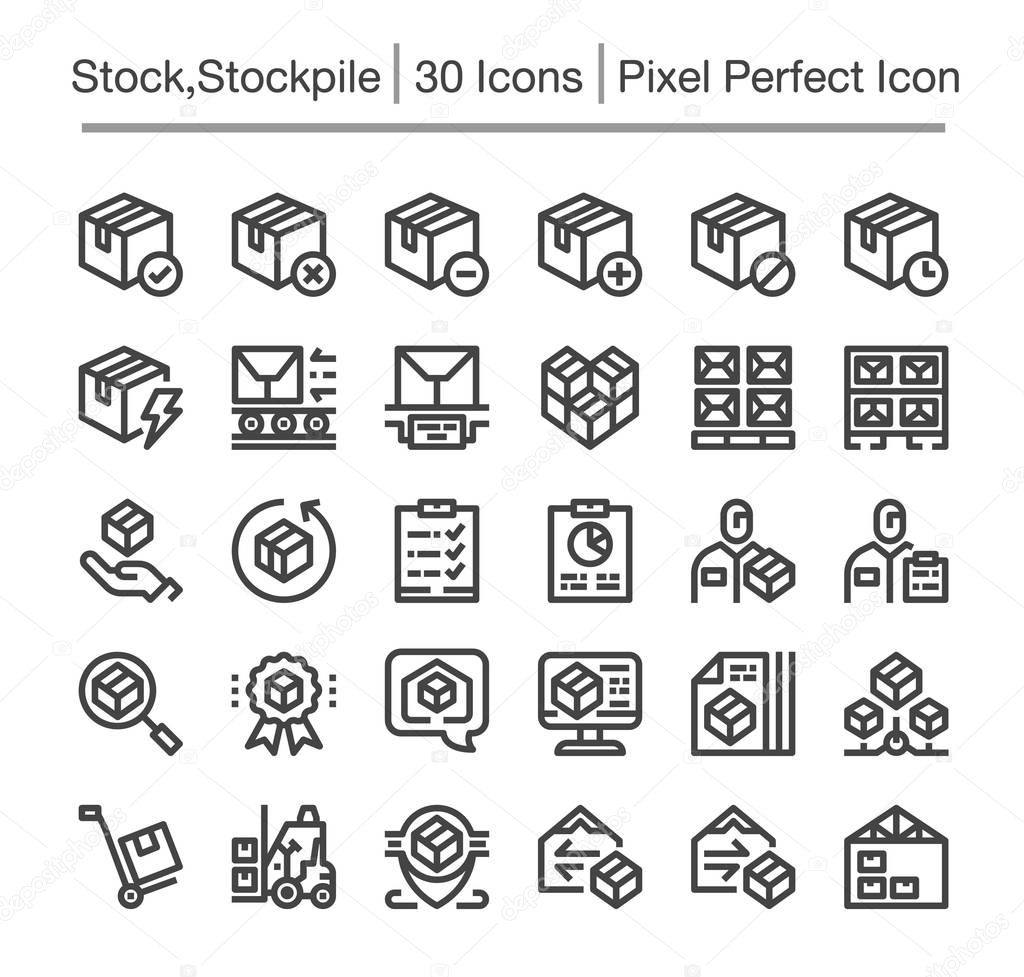stock,stockpile line icon set