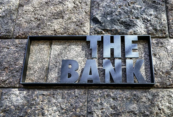 Banka office işareti eski taş duvar