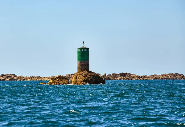 Starý Cihlový Maják Skále Francie Brittany — Stock fotografie