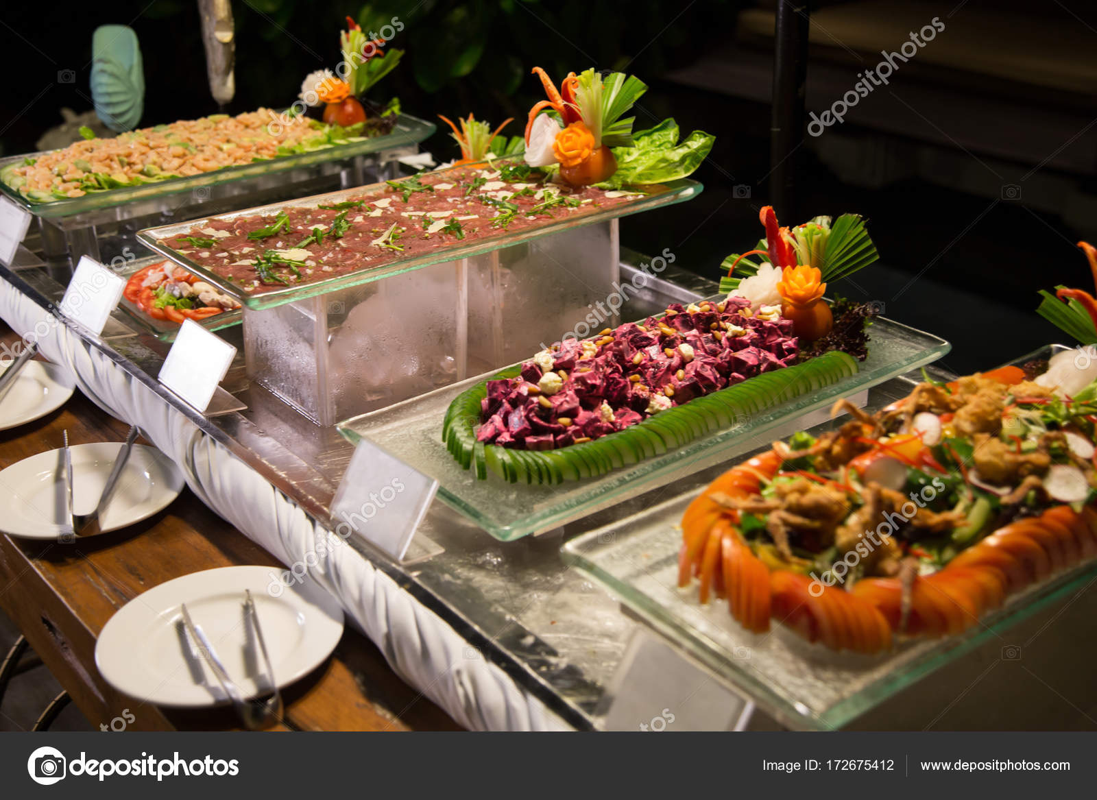 Assorted Food Buffet Stock Photo C Space Cat 172675412