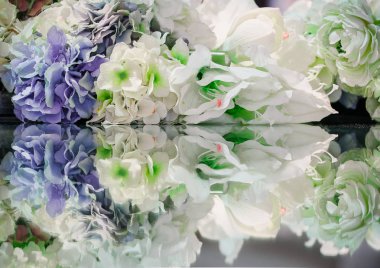 Çiçekler ve onların yansıması. Çiçek arka plan