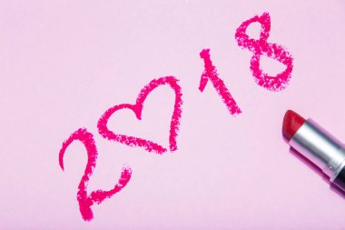 Yeni yıl ruj, pembe arka plan çizim