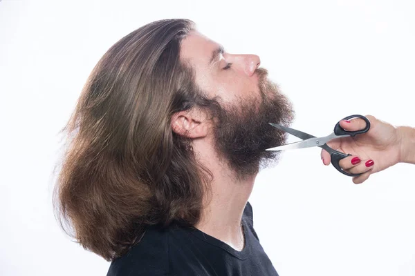 Barba estilo y corte. El primer plano del peinado de la barba. Publicidad — Foto de Stock