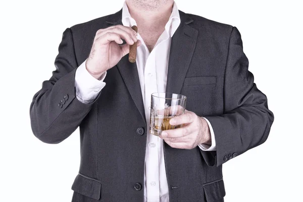Close up on man drinking and smoking — Stock Photo, Image