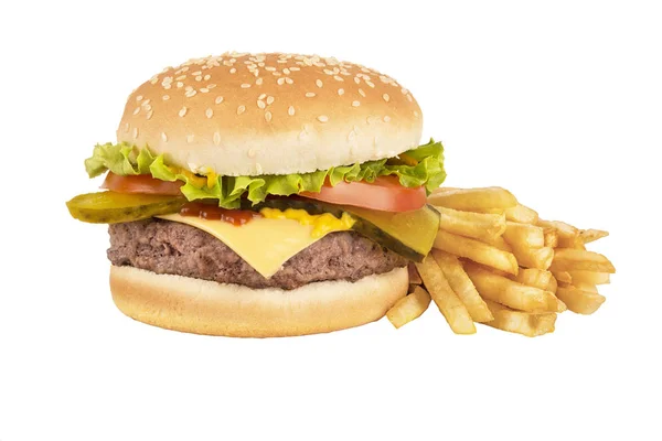 Burger und Pommes — Stockfoto