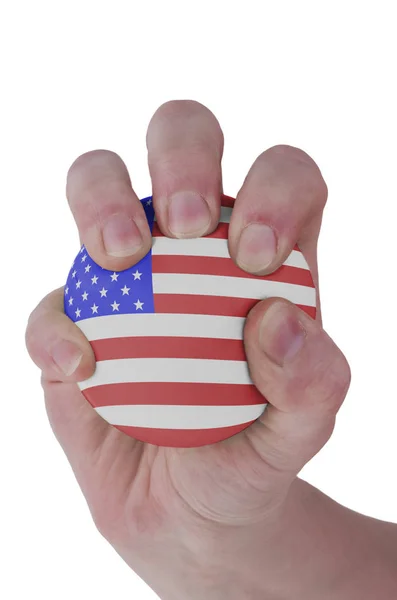 Hand drückt einen Stressball — Stockfoto