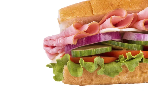 Close-up op broodje ham — Stockfoto