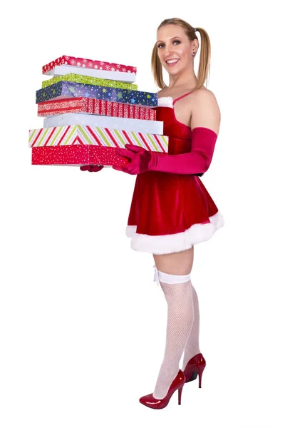 Mooie sexy meisje dragen van santa claus kleding — Stockfoto