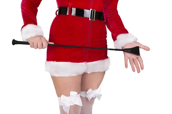 Menina sexy bonita usando roupas de Papai Noel — Fotografia de Stock