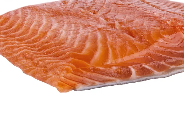 Deliciosa Porção Filé Salmão Fresco Isolado Sobre Fundo Branco — Fotografia de Stock