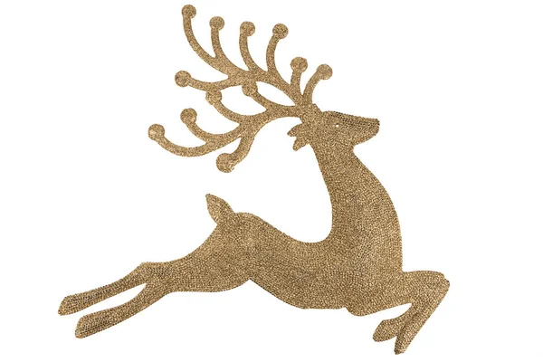 大而闪亮的驯鹿 用来装饰圣诞节 被白色背景隔离 切下来 直接在上面 — 图库照片