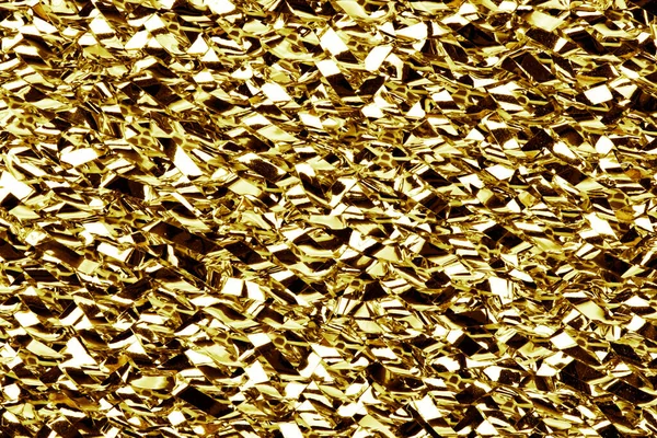 Altın Buruşmuş Metal Folyo Dokusu Metal Parlak Yüzey Arkaplanı — Stok fotoğraf
