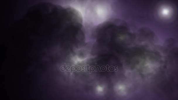 闪烁的灯火中与烟-深紫色 — 图库视频影像