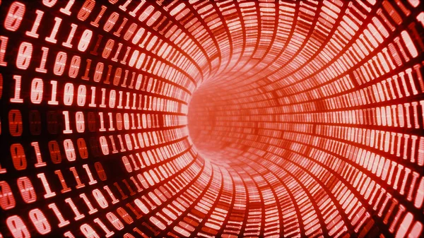 Digital Binary Code Tunnel Red — 스톡 사진