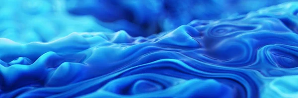 Streszczenie Tło Wirujący Tusz Aqua Blue Panoramiczny Baner Głębią Ostrości — Zdjęcie stockowe